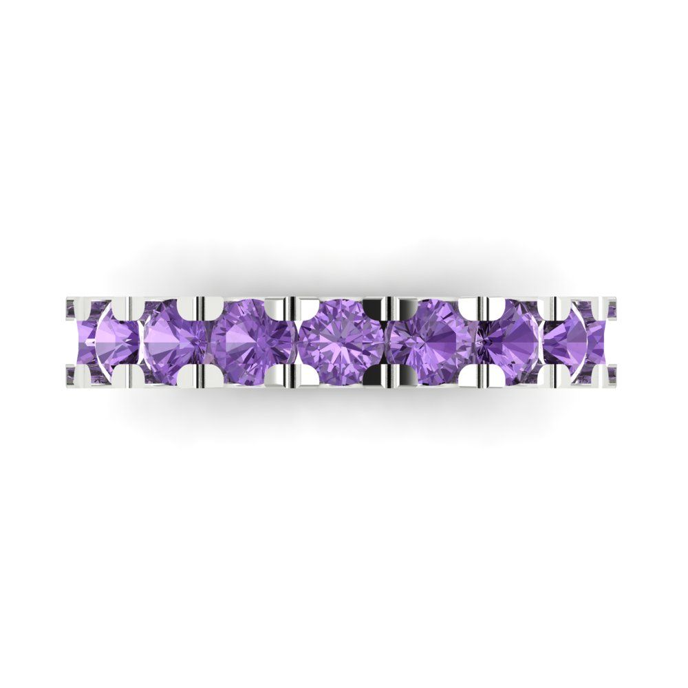 1.53 cttw Simulated Alexandrite Round Cut White Gold Eternity Wedding Band