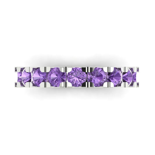 1.53 cttw Simulated Alexandrite Round Cut White Gold Eternity Wedding Band