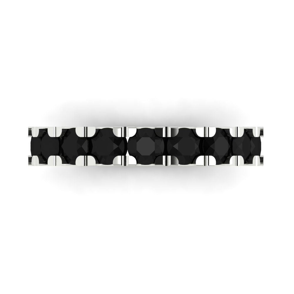 1.53 cttw Natural Onyx Round Cut White Gold Eternity Wedding Band