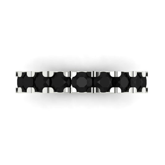 1.53 cttw Natural Onyx Round Cut White Gold Eternity Wedding Band