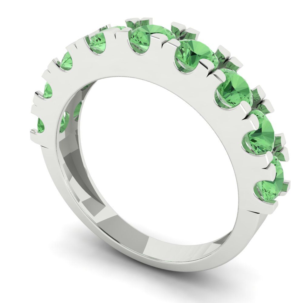 1.53 cttw Simulated Green Diamond Round Cut White Gold Eternity Wedding Band