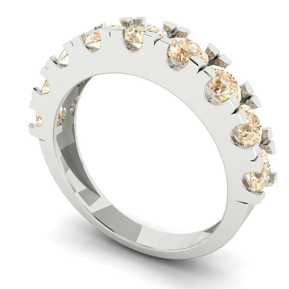 1.53 cttw Natural Morganite Round Cut White Gold Eternity Wedding Band
