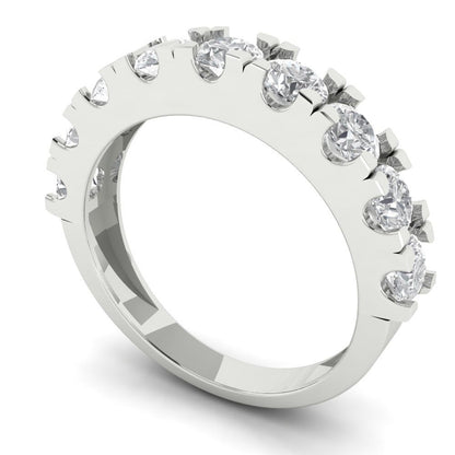 1.53 cttw Moissanite Round Cut White Gold Eternity Wedding Band