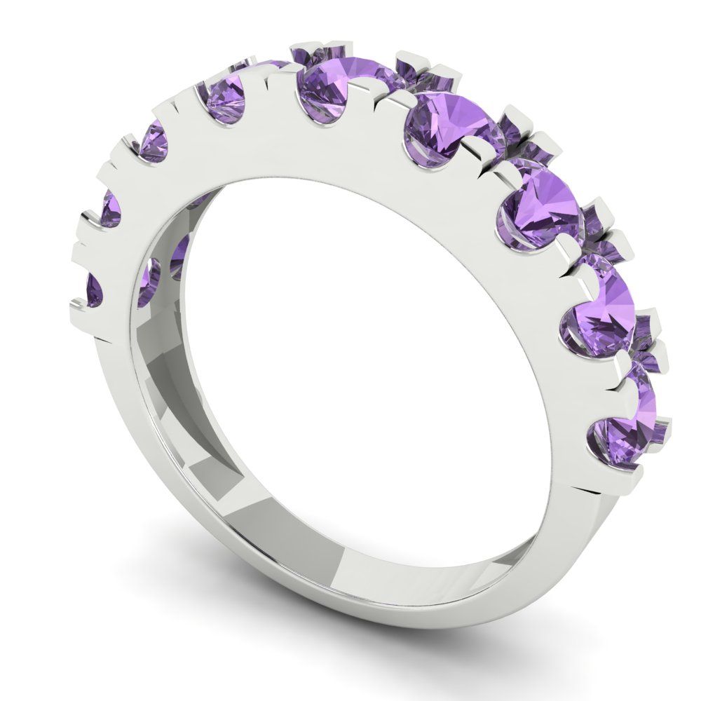 1.53 cttw Simulated Alexandrite Round Cut White Gold Eternity Wedding Band