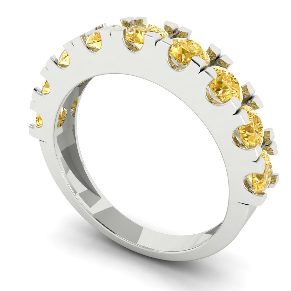 1.53 cttw Natural Citrine Round Cut White Gold Eternity Wedding Band
