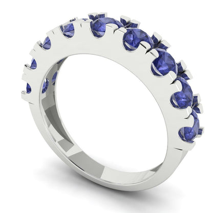 1.53 cttw Simulated Tanzanite Round Cut White Gold Eternity Wedding Band