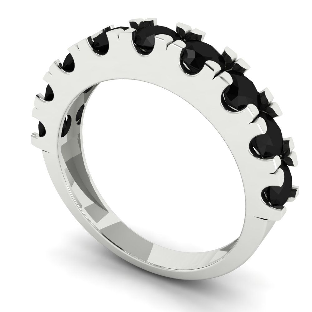 1.53 cttw Natural Onyx Round Cut White Gold Eternity Wedding Band