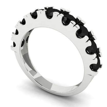 1.53 cttw Natural Onyx Round Cut White Gold Eternity Wedding Band