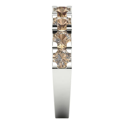 1.53 cttw Yellow Moissanite Round Cut White Gold Eternity Wedding Band