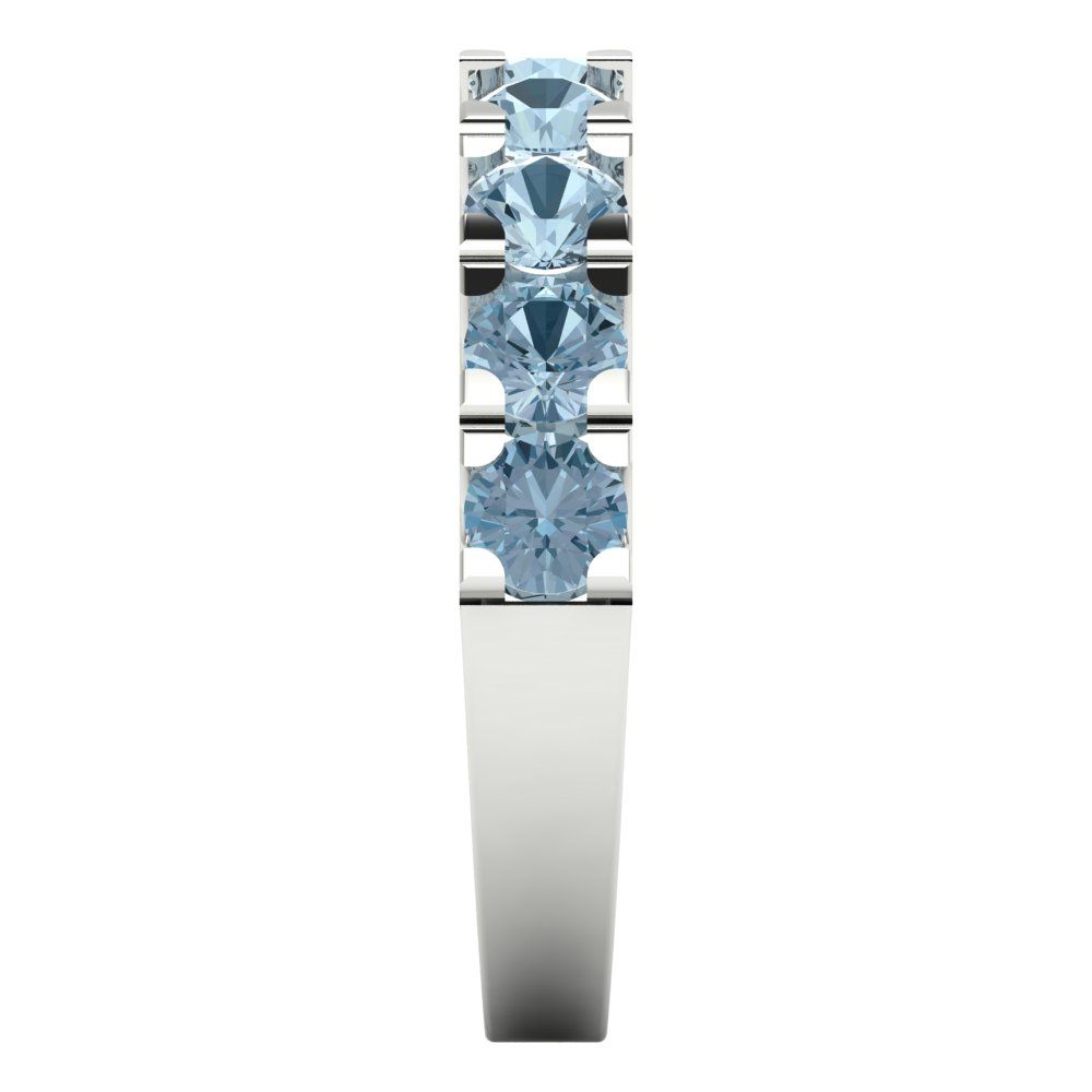 1.53 cttw Natural Sky Blue Topaz Round Cut White Gold Eternity Wedding Band