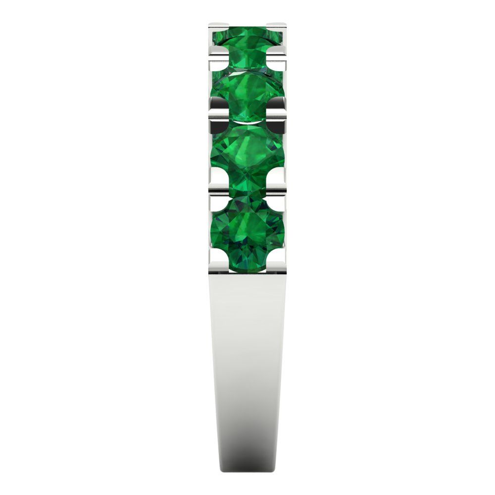 1.53 cttw Simulated Emerald Round Cut White Gold Eternity Wedding Band
