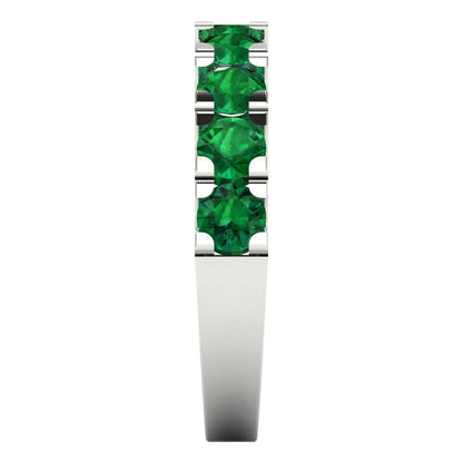 1.53 cttw Simulated Emerald Round Cut White Gold Eternity Wedding Band