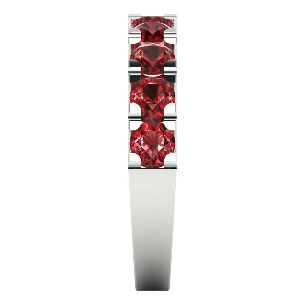 1.53 cttw Natural Garnet Round Cut White Gold Eternity Wedding Band