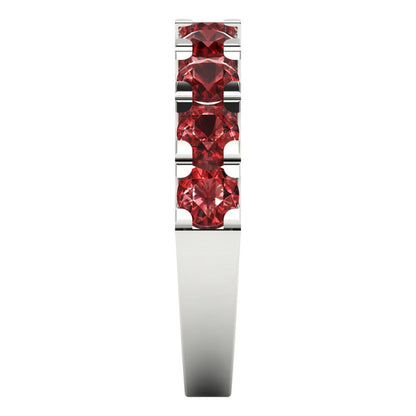 1.53 cttw Natural Garnet Round Cut White Gold Eternity Wedding Band