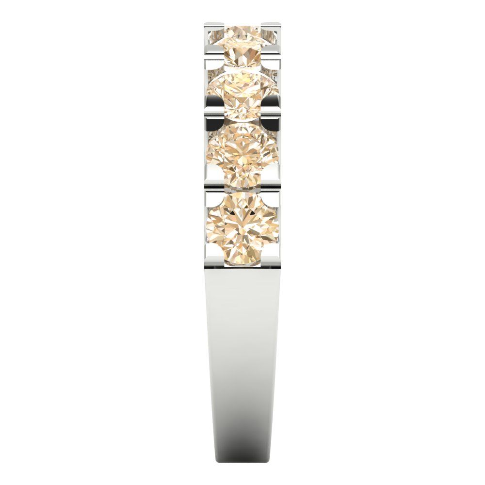 1.53 cttw Natural Morganite Round Cut White Gold Eternity Wedding Band