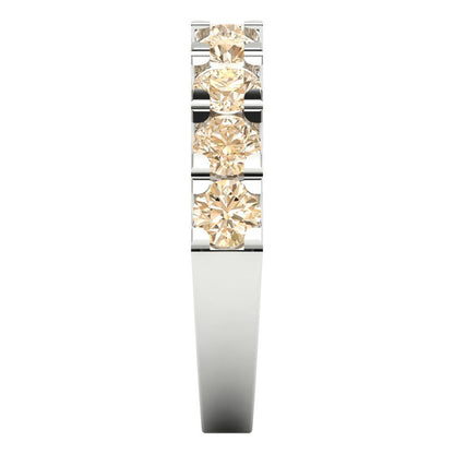 1.53 cttw Natural Morganite Round Cut White Gold Eternity Wedding Band