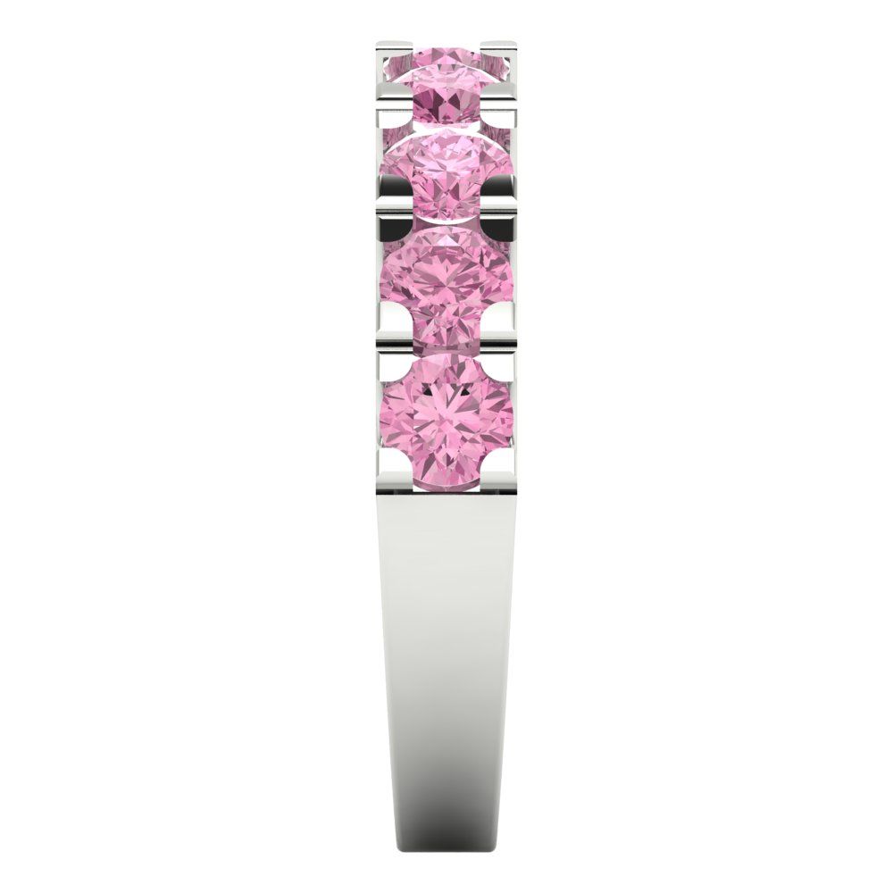 1.53 cttw Simulated Pink Diamond Round Cut White Gold Eternity Wedding Band