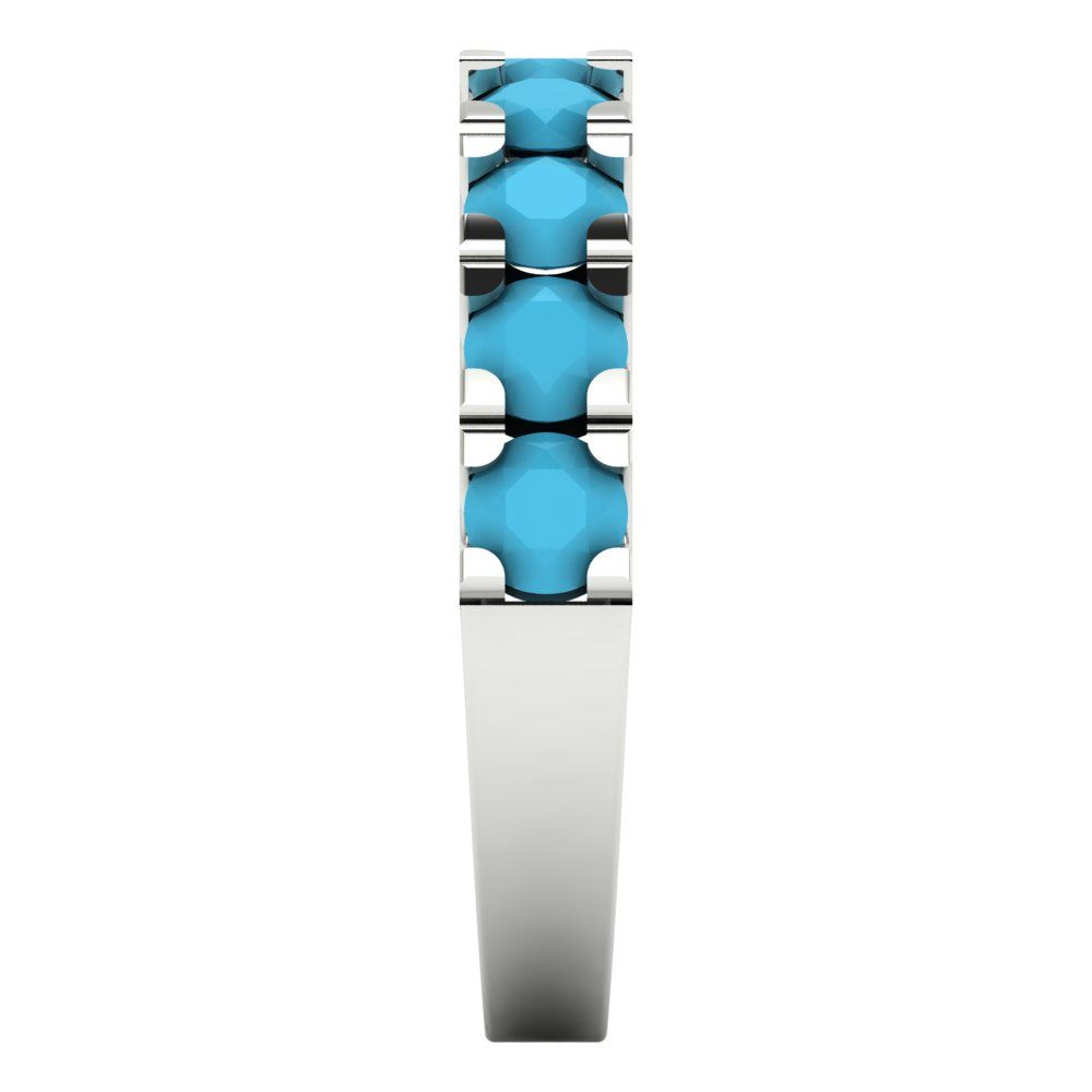 1.53 cttw Simulated Turquoise Round Cut White Gold Eternity Wedding Band