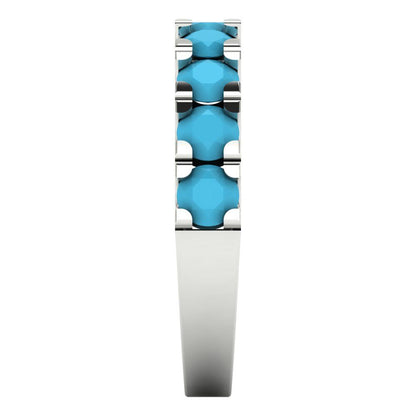 1.53 cttw Simulated Turquoise Round Cut White Gold Eternity Wedding Band