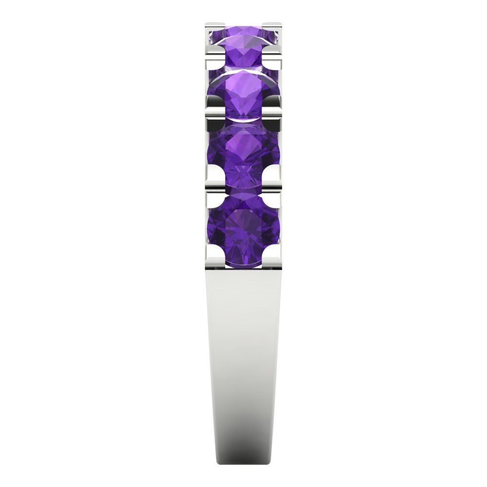 1.53 cttw Natural Amethyst Round Cut White Gold Eternity Wedding Band