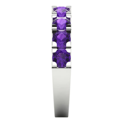 1.53 cttw Natural Amethyst Round Cut White Gold Eternity Wedding Band