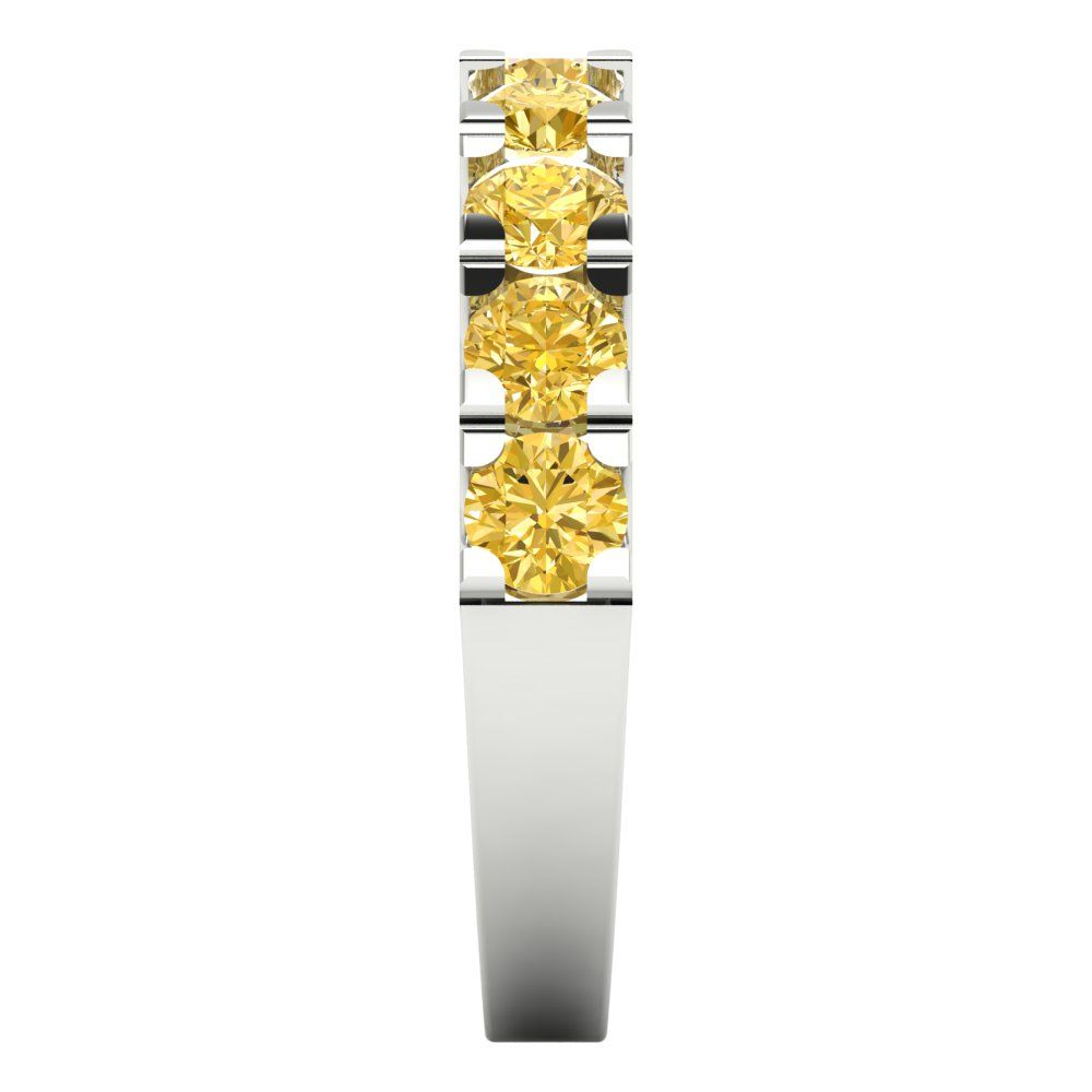 1.53 cttw Simulated Yellow Diamond Round Cut White Gold Eternity Wedding Band