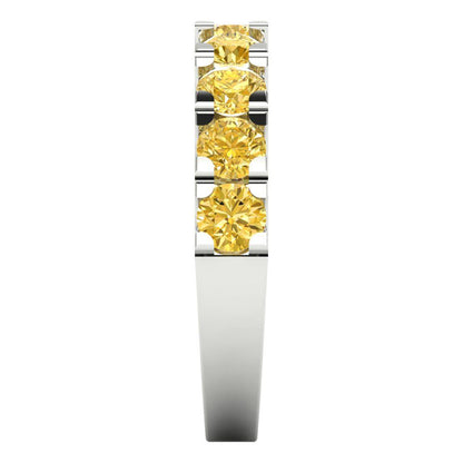 1.53 cttw Simulated Yellow Diamond Round Cut White Gold Eternity Wedding Band