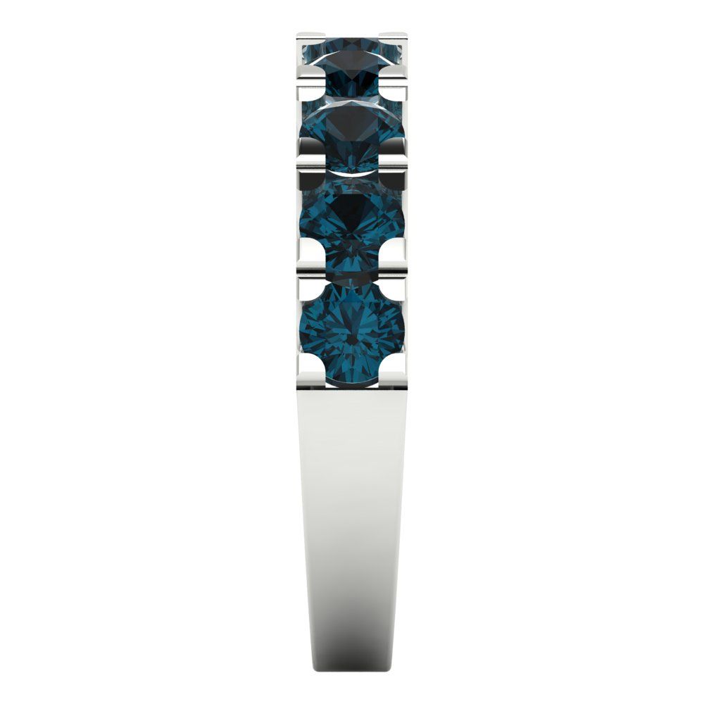 1.53 cttw Natural London Blue Topaz Round Cut White Gold Eternity Wedding Band