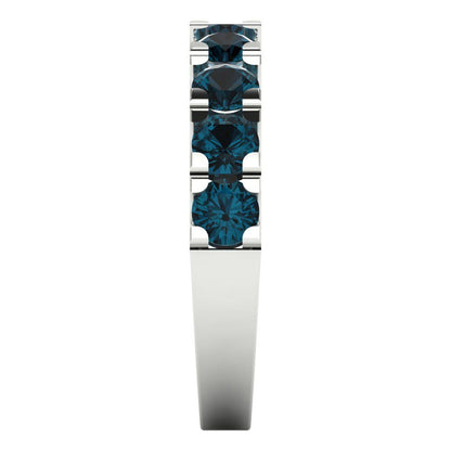 1.53 cttw Natural London Blue Topaz Round Cut White Gold Eternity Wedding Band