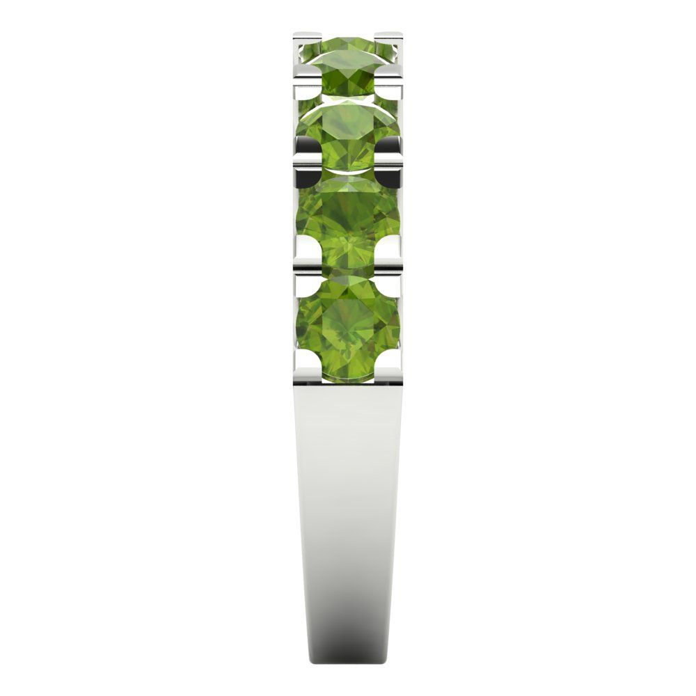 1.53 cttw Natural Peridot Round Cut White Gold Eternity Wedding Band