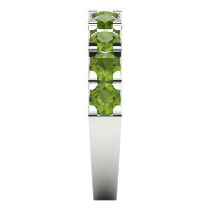 1.53 cttw Natural Peridot Round Cut White Gold Eternity Wedding Band