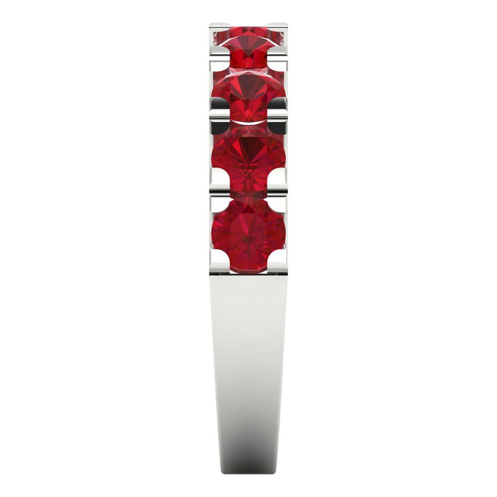 1.53 cttw Simulated Pink Tourmaline Round Cut White Gold Eternity Wedding Band