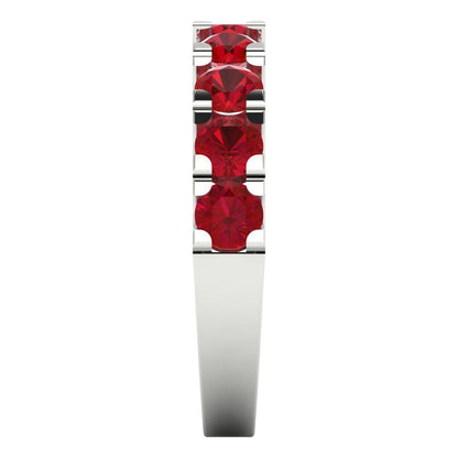 1.53 cttw Simulated Pink Tourmaline Round Cut White Gold Eternity Wedding Band