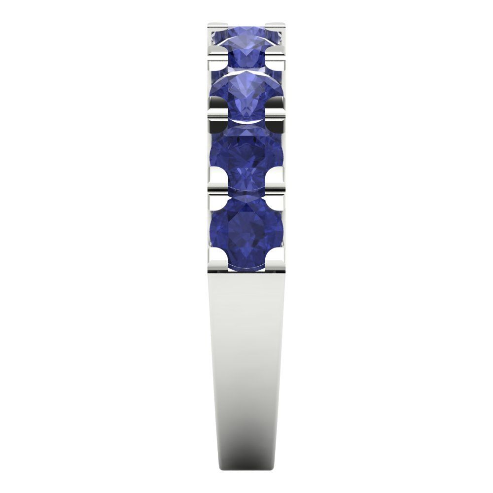 1.53 cttw Simulated Tanzanite Round Cut White Gold Eternity Wedding Band