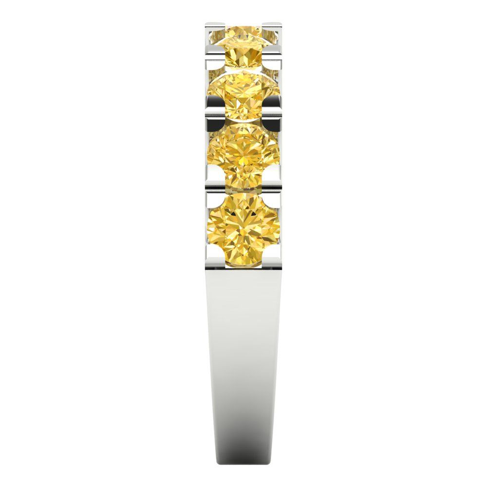 1.53 cttw Natural Citrine Round Cut White Gold Eternity Wedding Band