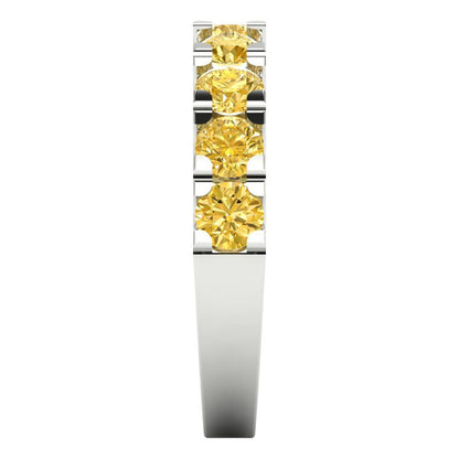 1.53 cttw Natural Citrine Round Cut White Gold Eternity Wedding Band