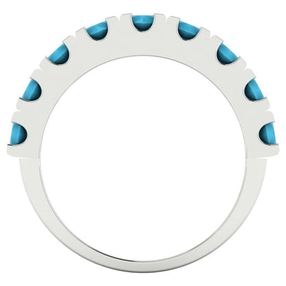 1.53 cttw Simulated Turquoise Round Cut White Gold Eternity Wedding Band