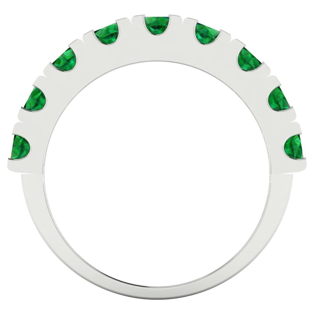 1.53 cttw Simulated Emerald Round Cut White Gold Eternity Wedding Band