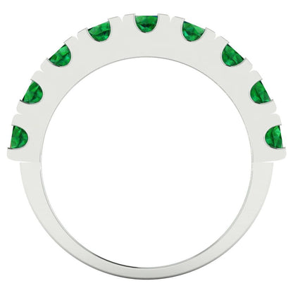 1.53 cttw Simulated Emerald Round Cut White Gold Eternity Wedding Band