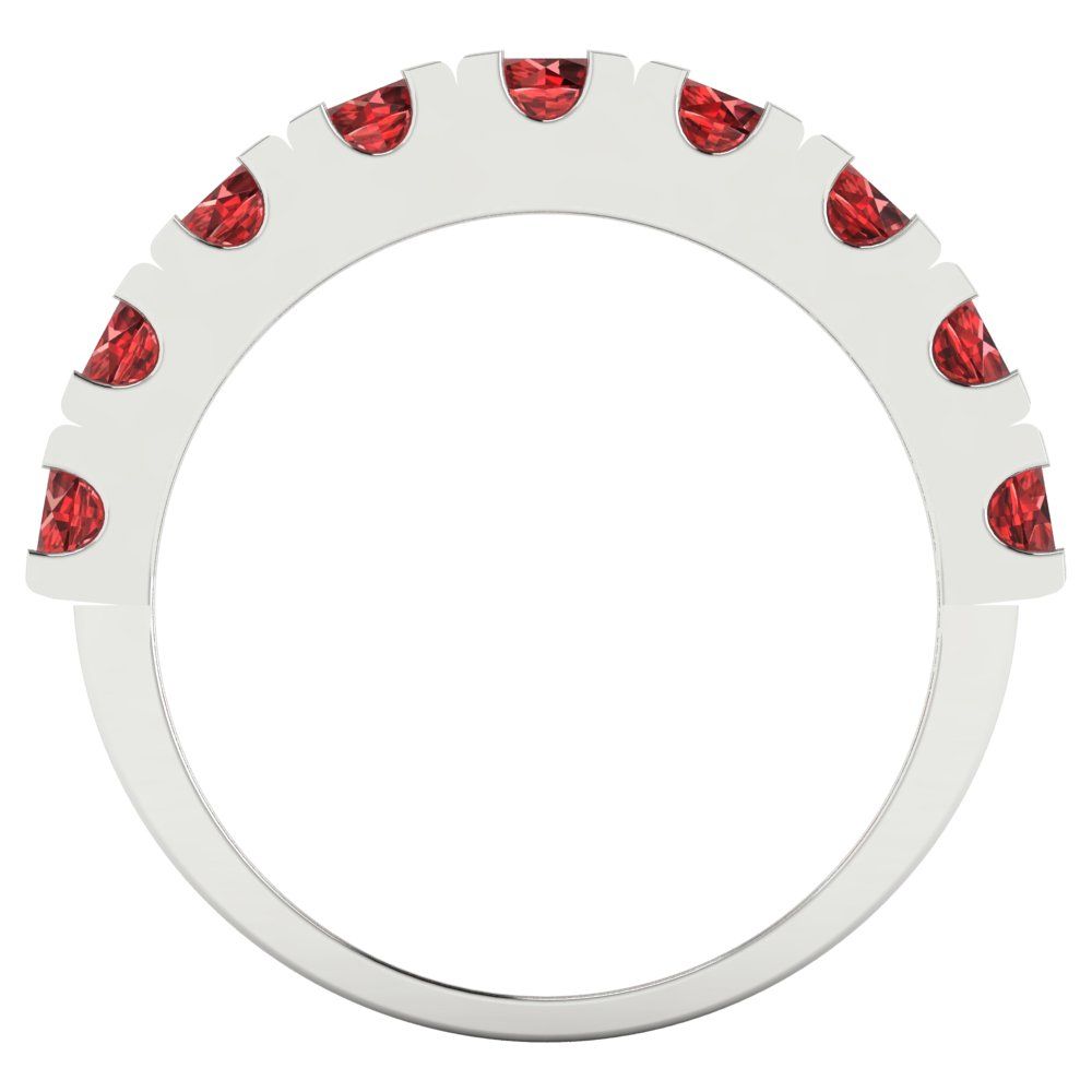 1.53 cttw Natural Garnet Round Cut White Gold Eternity Wedding Band