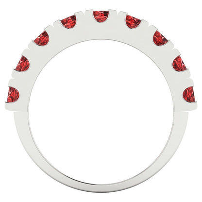 1.53 cttw Natural Garnet Round Cut White Gold Eternity Wedding Band