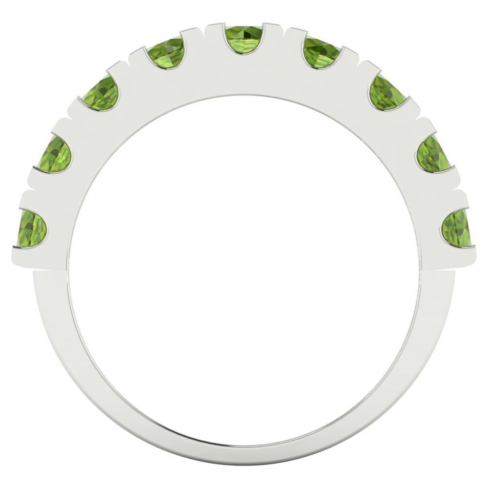 1.53 cttw Natural Peridot Round Cut White Gold Eternity Wedding Band