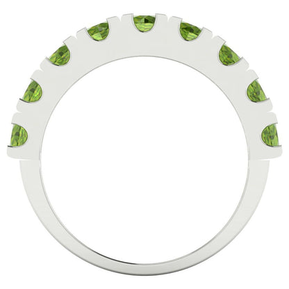 1.53 cttw Natural Peridot Round Cut White Gold Eternity Wedding Band