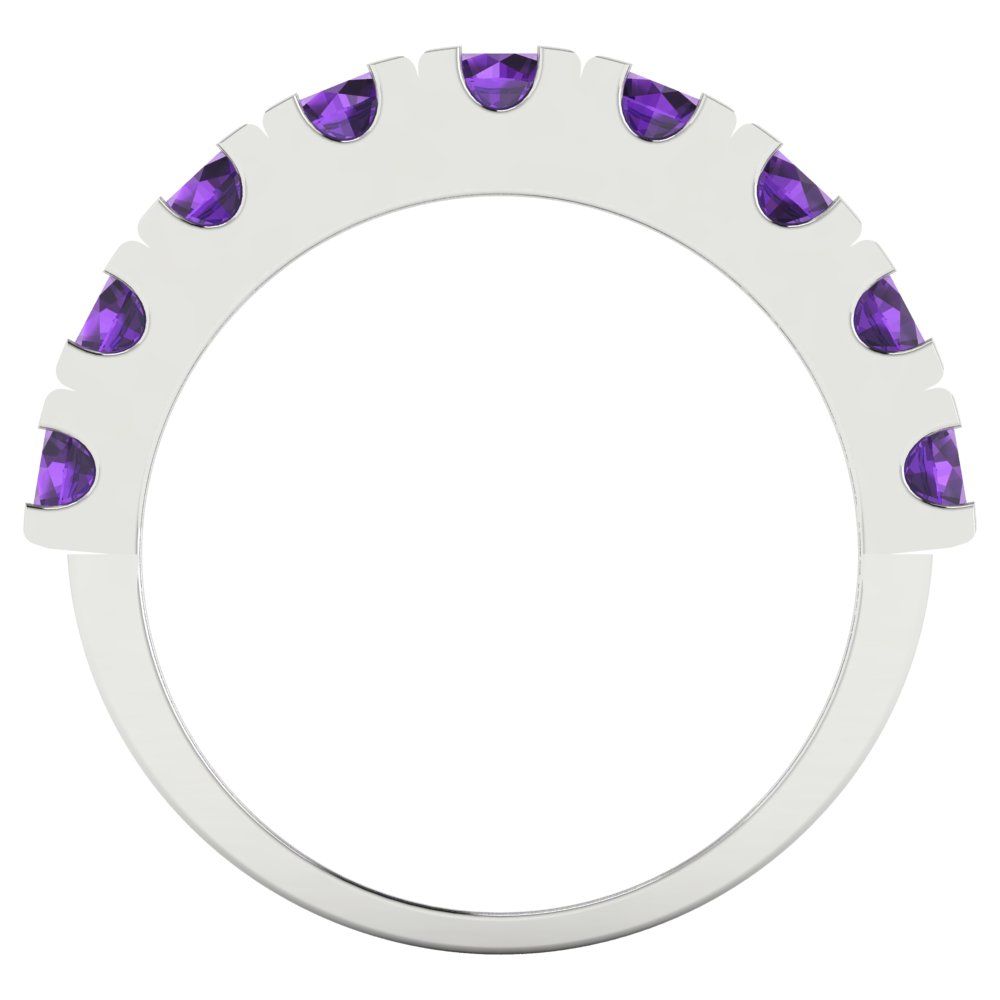 1.53 cttw Natural Amethyst Round Cut White Gold Eternity Wedding Band