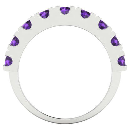 1.53 cttw Natural Amethyst Round Cut White Gold Eternity Wedding Band