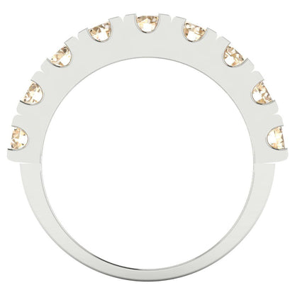 1.53 cttw Natural Morganite Round Cut White Gold Eternity Wedding Band
