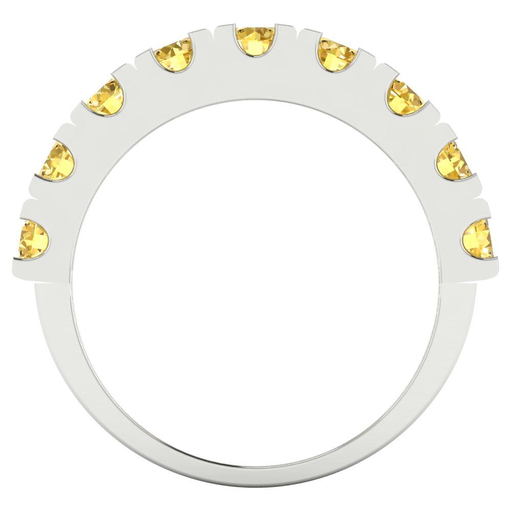 1.53 cttw Natural Citrine Round Cut White Gold Eternity Wedding Band