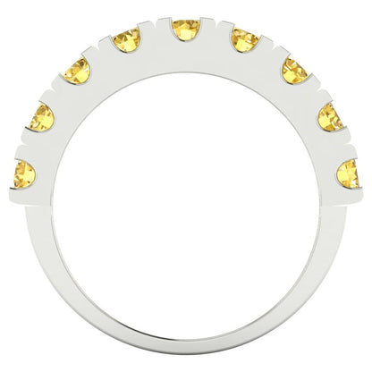 1.53 cttw Natural Citrine Round Cut White Gold Eternity Wedding Band