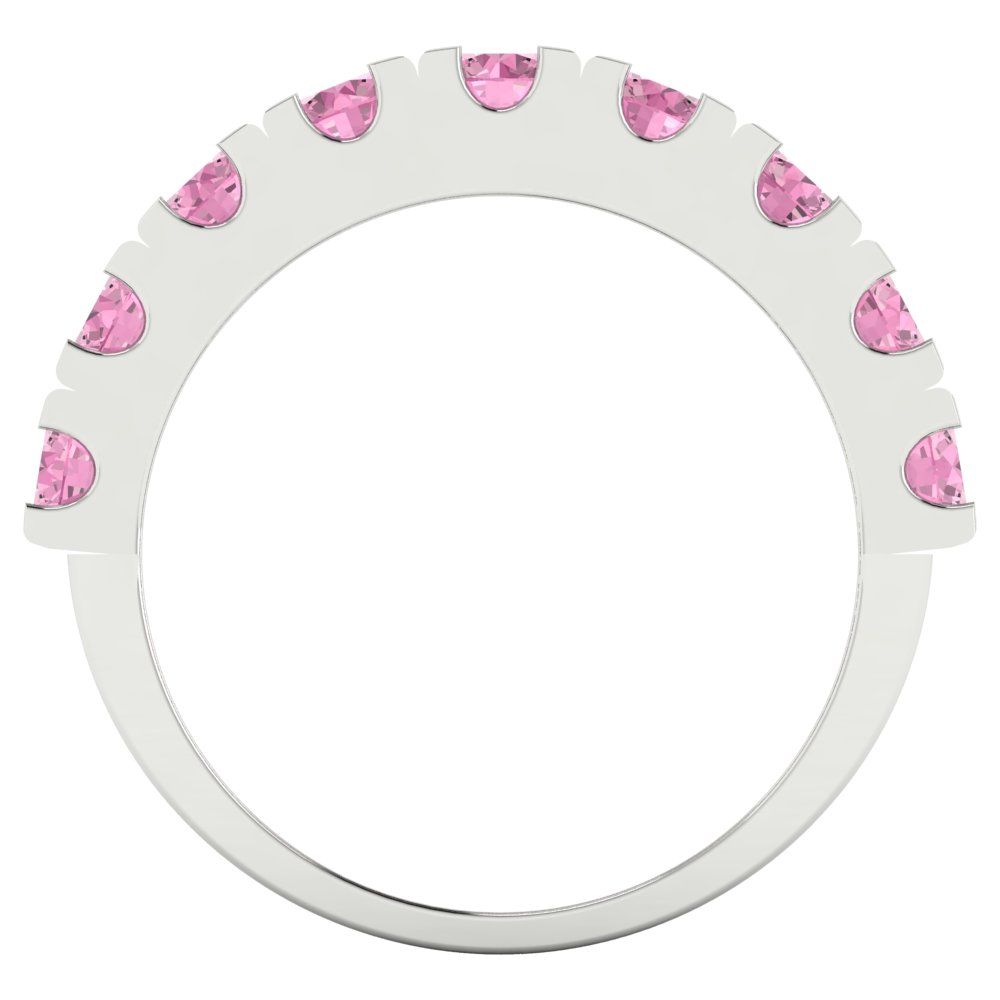 1.53 cttw Simulated Pink Diamond Round Cut White Gold Eternity Wedding Band