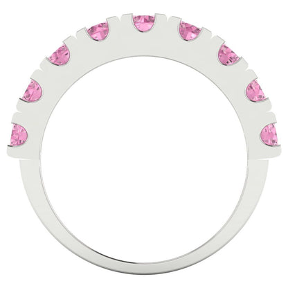 1.53 cttw Simulated Pink Diamond Round Cut White Gold Eternity Wedding Band